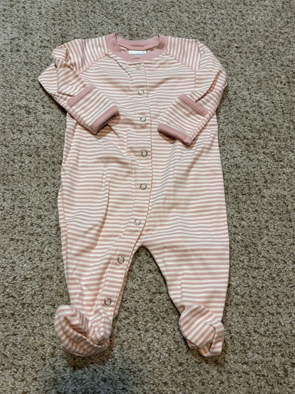Hanna Andersson Organic Cotton Pink & White One Piece Pajama Size 3-6 Mo